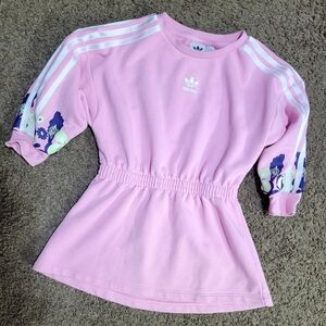 ADIDAS ORIGINALS 3 STRIPE FLOWER PRINT LONG SLEEVE TODDLER DRESS SIZE 4T